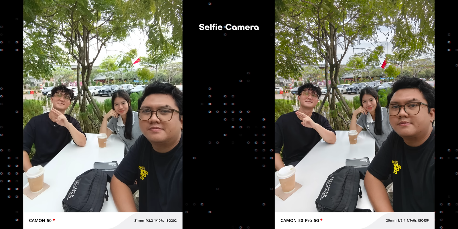 Perbandingan selfie camera Camon 50 vs Camon 50 Pro di kondisi outdoor
